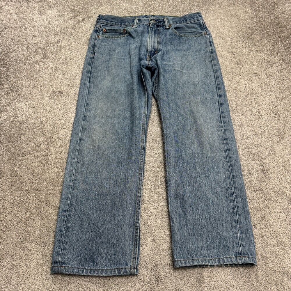 Levi's 505 Regular Fit Straight Leg Denim Jeans Men 33x30 Blue Light Wash Casual